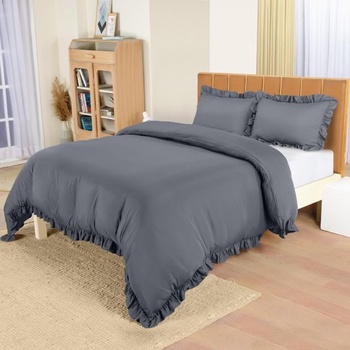 Posteľná súprava Utopia Bedding s volánikmi 220x240, šedá 240x220cm + 2 x obliečky na vankúš 65x65cm