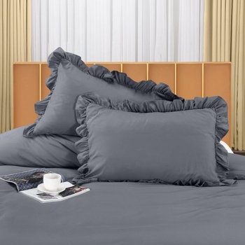Posteľná súprava Utopia Bedding s volánikmi 220x240, šedá 240x220cm + 2 x obliečky na vankúš 65x65cm