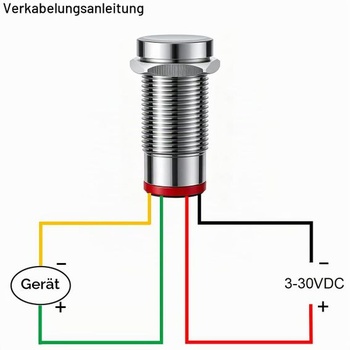 Tvarovaný aretační dotykový spínač, vodotěsný IP68, dotykový spínač DC 3V - 30V/3A, červená a
