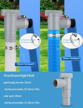 Uzavírací ventil bazénu s hadicovou přípojkou 32 mm, uzavírací ventil bazénové hadice 32 mm, PVC