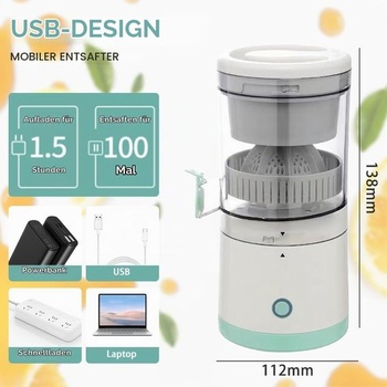 Elektrický odšťavňovač citronů, odšťavňovač ovoce, přenosný odšťavňovač pomerančů s USB dobíjecím