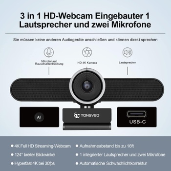 Webkamera TONGVEO All-in-One 4K černá