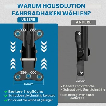 Nástěnný držák na kolo Housolution - polstrovaný EVA pěnou. 1 kus, dvojitý háček, nastavitelné