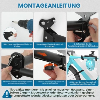 Nástěnný držák na kolo Housolution - polstrovaný EVA pěnou. 1 kus, dvojitý háček, nastavitelné