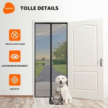 SIEŤOVÉ DVERE S MRIEŽKOU PROTI HMYZU Balkónové dvere 160x220cm | Vysoko kvalitná magnetická sieť proti