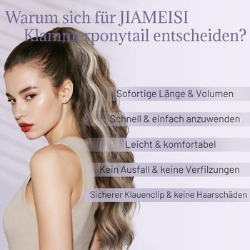 JIAMEISI Prodlužování culíku, 45 cm příčesek do culíku, syntetický, vlnitý, kudrnatý, prodlužování