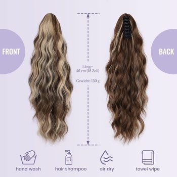 JIAMEISI Prodlužování culíku, 45 cm příčesek do culíku, syntetický, vlnitý, kudrnatý, prodlužování