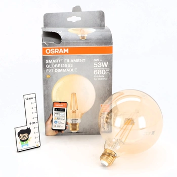 Žárovka Osram SMART+ LED, G53, 6W, 2400K, E27, tvar koule, s vláknem, zlatá, stmívatelná,
