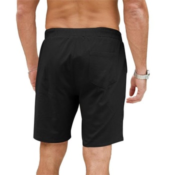 Pánske ľanové kraťasy LVCBL, ľahké letné kraťasy s vreckami, veľkosť 3XL, čierne