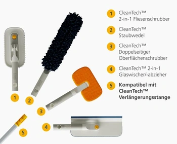 Prachovka Joseph Joseph CleanTech 3 v 1 s úložným pouzdrem a čisticím nástrojem pro hlavici