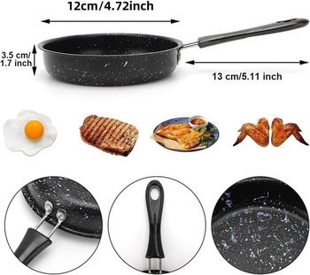 RANJIMA Mini pánev, Ø 12 cm malá nepřilnavá indukční pánev s tepelně odolnou rukojetí, nepřilnavý