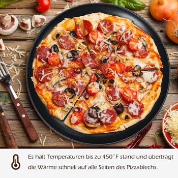 Súprava 2 plechov na pizzu Herogo, okrúhly plech na pizzu z nerezovej ocele s priemerom 30 cm s nepriľnavým