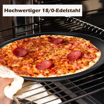Súprava 2 plechov na pizzu Herogo, okrúhly plech na pizzu z nerezovej ocele s priemerom 30 cm s nepriľnavým