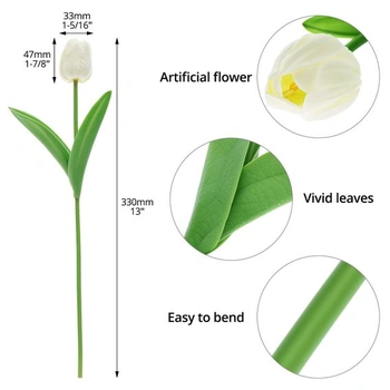 QWORK® 20 umělých tulipánů, umělé květiny jako pravé, dekorativní kytice na večírky, svatby a domů,