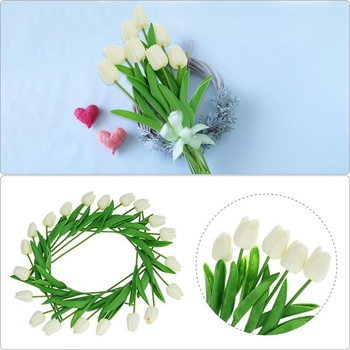 QWORK® 20 umelých tulipánov, umelé kvety ako pravé, dekoratívne kytice na večierky, svadby a domov,