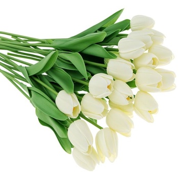 QWORK® 20 umelých tulipánov, umelé kvety ako pravé, dekoratívne kytice na večierky, svadby a domov,