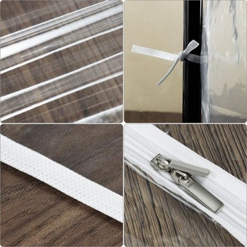 Kryt na vešiak na oblečenie QWORK® so zipsom, 150 x 50 x 150 cm, priehľadný ochranný vak na oblečenie