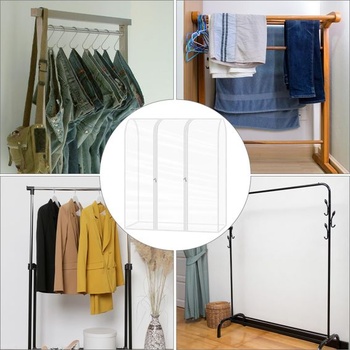 Kryt na vešiak na oblečenie QWORK® so zipsom, 150 x 50 x 150 cm, priehľadný ochranný vak na oblečenie