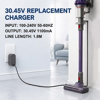 Nabíjačka, 30,45 V, 1100 mA, kompatibilná s Dyson V10, V11, V12 a V15