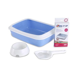 Mačacie stelivo - Savic Iriz Starter Kit - modré - Kompletná sada pre mačiatka - Vrátane naberačky a