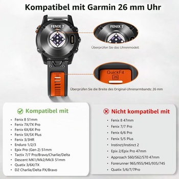 QuickFit kompatibilný s remienkom Garmin Fenix ​​9/8 51mm / Fenix ​​7X 6X 5X karbonovo šedá