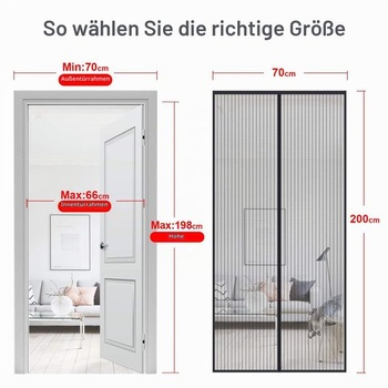 MYCARBON Sieť proti hmyzu na balkónové dvere, silnejšia magnetická ochrana proti hmyzu, dvere 70x200