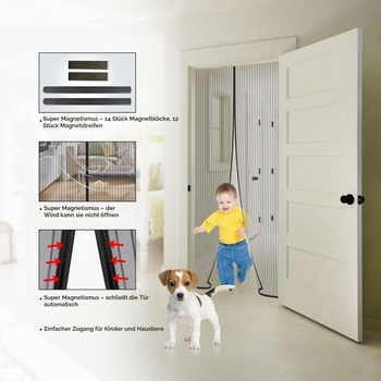 MYCARBON Sieť proti hmyzu na balkónové dvere, silnejšia magnetická ochrana proti hmyzu, dvere 70x200