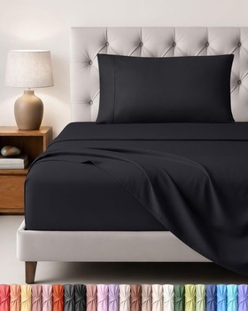 Utopia Bedding 3dielna sada prestieradiel, 90x190cm, čierna | 1 obliečka na vankúš 50x75cm