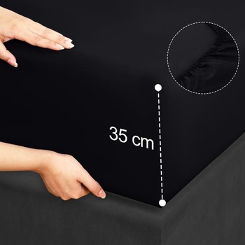 Utopia Bedding 3dielna sada prestieradiel, 90x190cm, čierna | 1 obliečka na vankúš 50x75cm