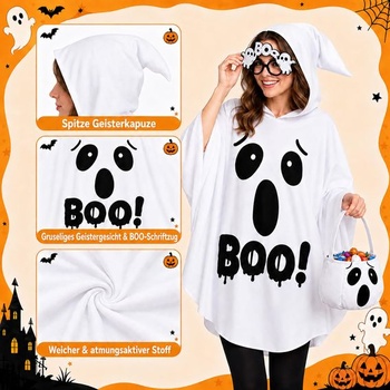 Halloweensky kostým ducha SelfTek pre ženy s pláštenkou svietiacou v tme pre dospelých