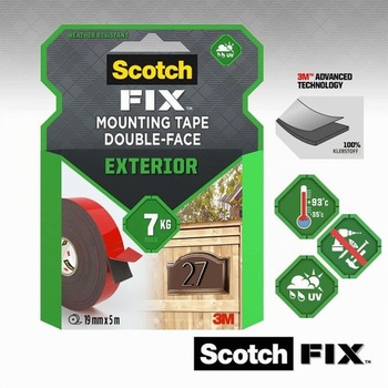 Oboustranná montážní páska Scotch-Fix pro venkovní použití - 1 role (19 mm x 5 m) - Nosnost až 7 kg