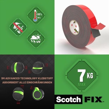 Obojstranná montážna páska Scotch-Fix na vonkajšie použitie - 1 rolka (19 mm x 5 m) - Nosnosť až 7 kg