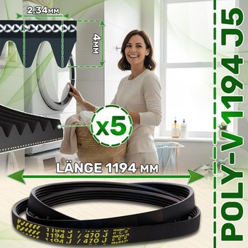 Remeň pohonu práčky Poly-V 1194 J5 - 5-ročná záruka - ONIX TECH