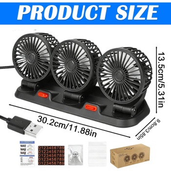 USB ventilátor GOMETY trojitý, černý