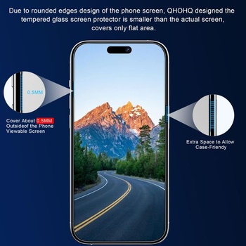 Ochranná fólia na displej QHOHQ pre iPhone 15 Pro [6,1 palca] s 3 chráničmi fotoaparátu, tvrdené