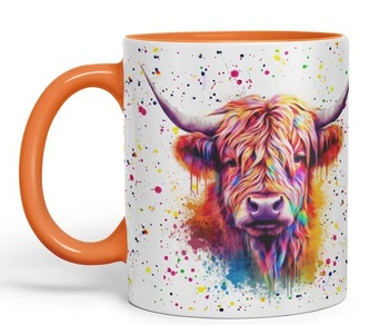Vixar Highland Cow Scottish Farm Animals Aquarell Art Coloured 330ml Hrnček Téglik Darčekový Kávový