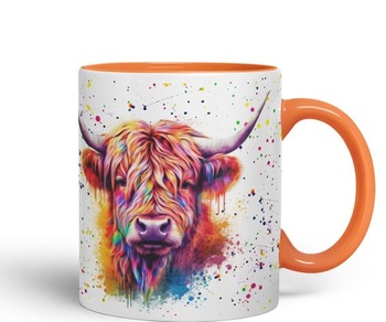 Vixar Highland Cow Scottish Farm Animals Aquarell Art Coloured 330ml Hrnček Téglik Darčekový Kávový