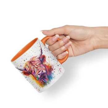 Vixar Highland Cow Scottish Farm Animals Aquarell Art Coloured 330ml Hrnček Téglik Darčekový Kávový