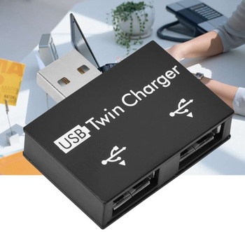 USB Hub adaptér, 2 porty, prenosný dátový húb pre notebook, čierny