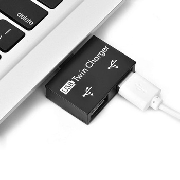 USB Hub adaptér, 2 porty, prenosný dátový húb pre notebook, čierny