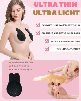 Samolepiace push-up podprsenka, Samolepiace podprsenka bez ramienok a chrbta, Samolepiace podprsenky s
