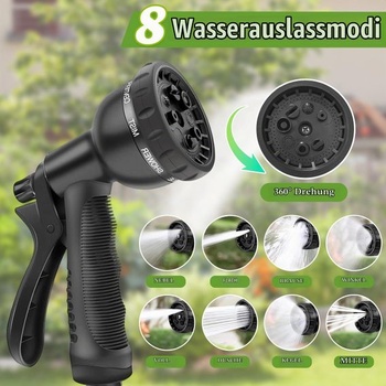 Flexibilná záhradná hadica, 15 m, predlžovacia záhradná hadica s 8 režimami postreku, ľahká