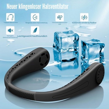 Ventilátor na krk, prenosný ventilátor na krk, tichý mini ventilátor, napájanie cez USB, batéria