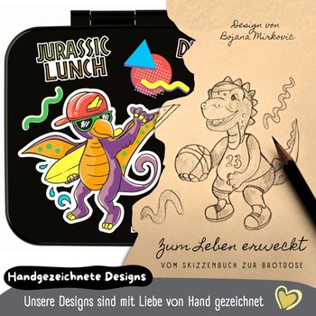 BEARFOOT Bento Box COMPACT Dětský obědový box (Dinosauři - černý, 650 ml) Dinosauři - černý 650 ml