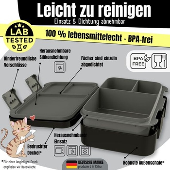 BEARFOOT Bento Box COMPACT Dětský obědový box (Dinosauři - černý, 650 ml) Dinosauři - černý 650 ml
