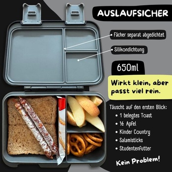BEARFOOT Bento Box COMPACT Dětský obědový box (Dinosauři - černý, 650 ml) Dinosauři - černý 650 ml
