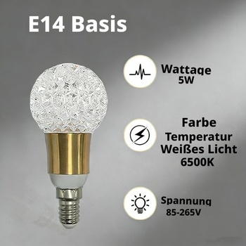 2 E14 LED žiarovky 5W 6500K studená biela, LED lampa 85-265V (B013) E14-b013-studená biela