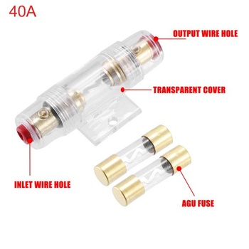 Držiak poistiek ABSOPRO 2 kusy 40A Inline AGU, univerzálny, číry/zlatý