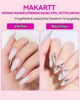 Makartt Soft gélové tipy na nechty 420 ks 15 veľkostí mandľové tipy na nechty