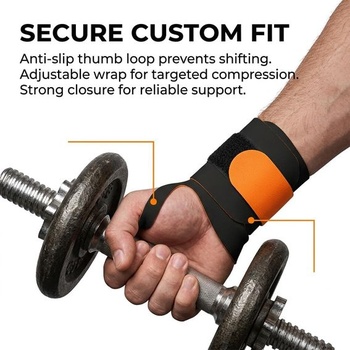 2dielne chrániče zápästia, čiernooranžové, fitness bandáže na zápästie